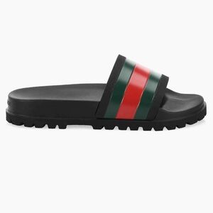 Gucci Black and Green Slide Sandals
